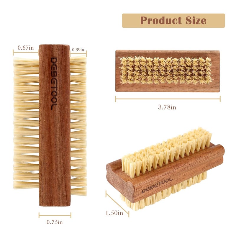 DEBETOOL Acacia Wood Nail Brush, 2 Pack Wooden Nail Scrub Brush for Fingernail cleaning,Natural Fingernail Brush to Clean Under Nails - Image 2